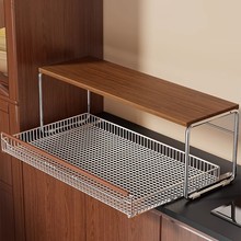 微波炉收纳架厨房桌面烤箱置物架分层可抽拉空气炸锅电饭锅储物架