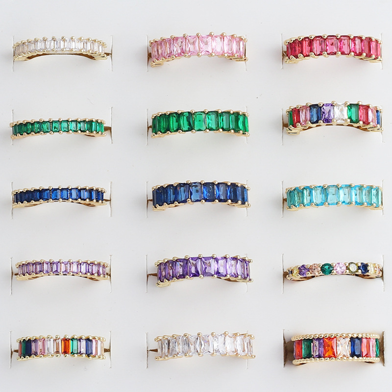 Simple Style Geometric Copper Open Ring Zircon Copper Rings