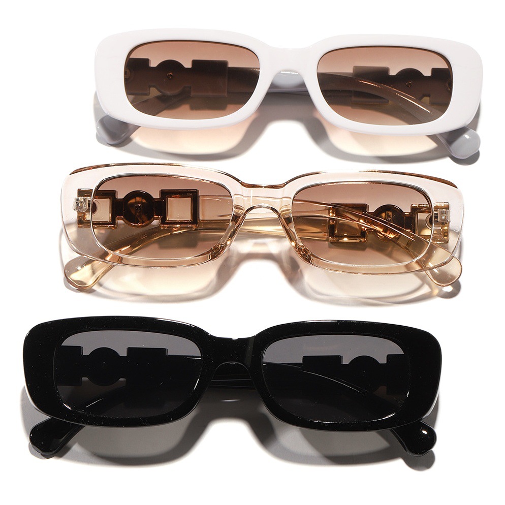 Nueva mujer transfronteriza europea y americana pequeña perla rectangular decorativa personalizada pasarela gafas de sol pareja ins protección solar gafas de sol