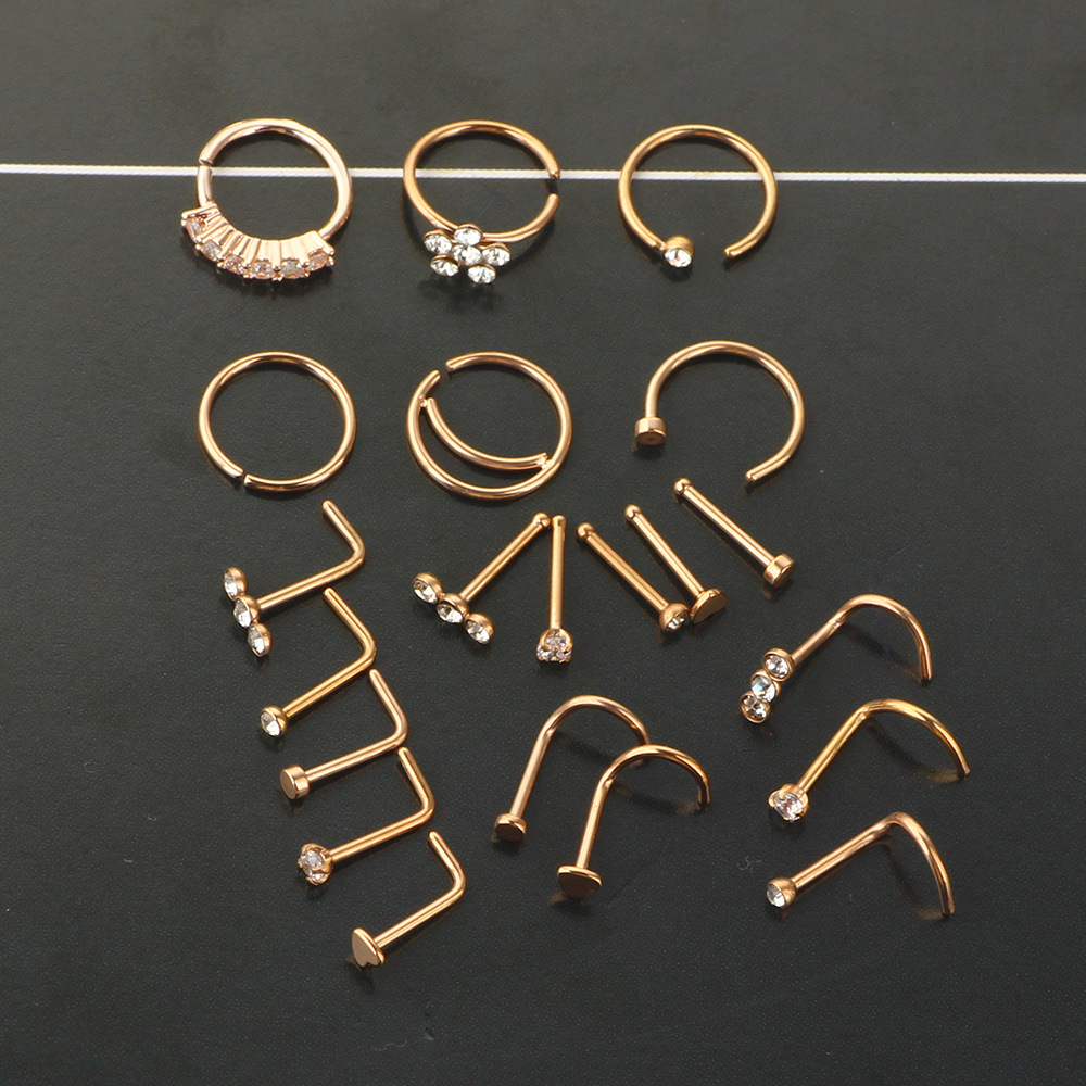 Tide Cool Nose Nail Set with C-Shaped U-Shaped Rings - Stainless Steel Body Piercing Jewelry Kit for Men and Women detail image 8