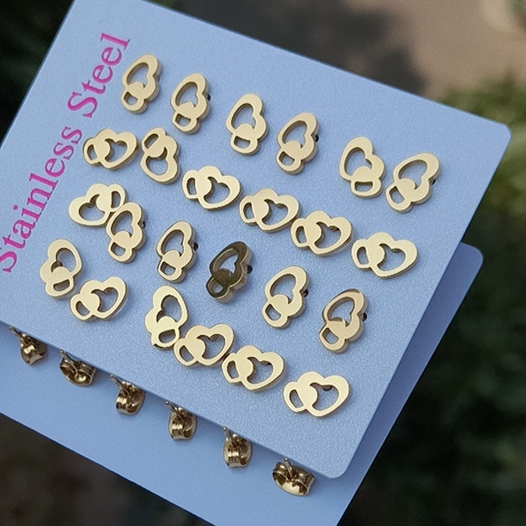 Moda y acero inoxidable simple, con pendientes redondas de zircon, auriculares con agujeros para los oídos, accesorios para los oídos exquisitos image 65