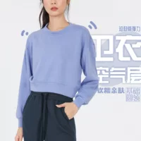 Lu * lu новый весенний круглый воротник свитер короткий воздушный слой спортивный свободный, теплый, мягкий, эластичная, эластичная