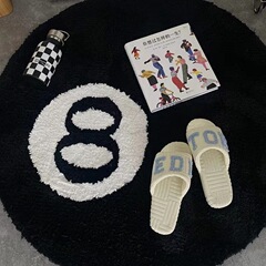 クロスボーダーブラック 8 ラウンドカーペット寝室ノンスリップベッドサイドブランケット肥厚模造カシミヤカーペットフルカバーコンピュータチェアノンスリップブランケット