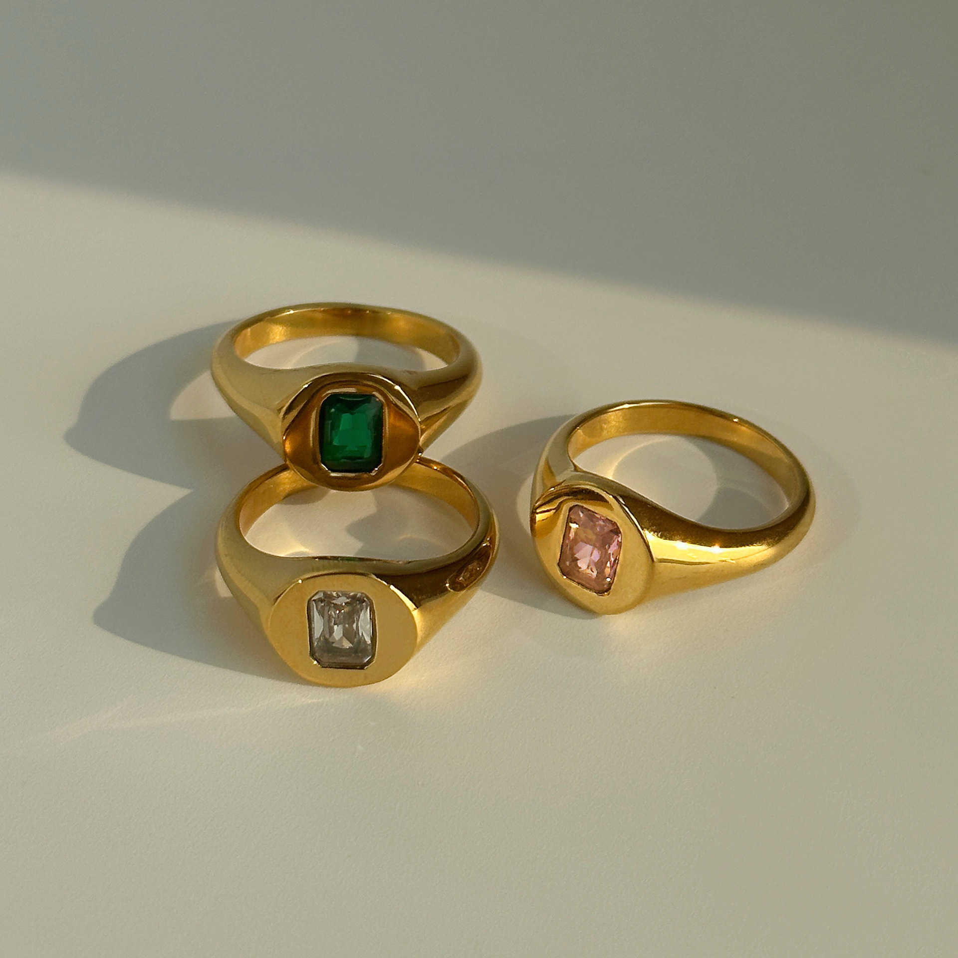 6, 8 Ring Size 1 Piece Quantity Retro Geometric Metal Plating Inlay Zircon 18k Gold Plated Women's Rings