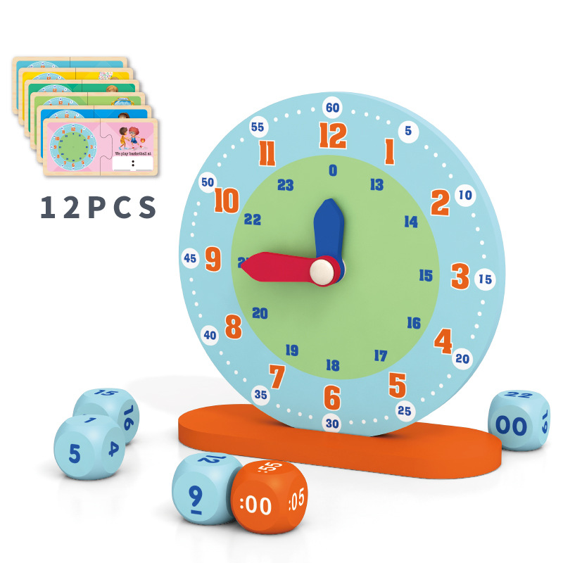 Juguetes transfronterizos CE y CPC doble prueba certificación de madera reloj digital ayuda didáctica para estudiantes de primaria grado 1 o 2 aprendizaje 3