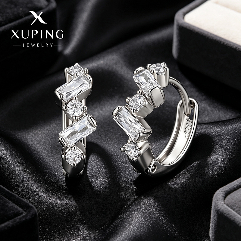 Xuping joyería estilo de moda europea y americana aretes exagerados doble fila brillante aretes de aretes de arroz de arroz pendientes de arroz transfronterizos aretes al por mayor image 58