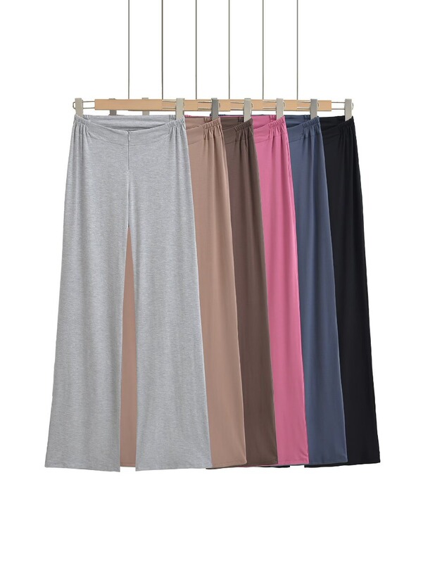 2025 Spring New Style Pure Desire Girl Waist Zipper Slimming Wide Leg Trousers Showing Leg Length Drapey Straight-Leg Pants for Home