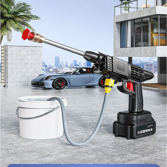 Cross-Border Lithium Battery Car Washing Machine High-Power High-Pressure Water Gun Wireless Charging Car Washing Gun Portable Household Water Gun Wholesale