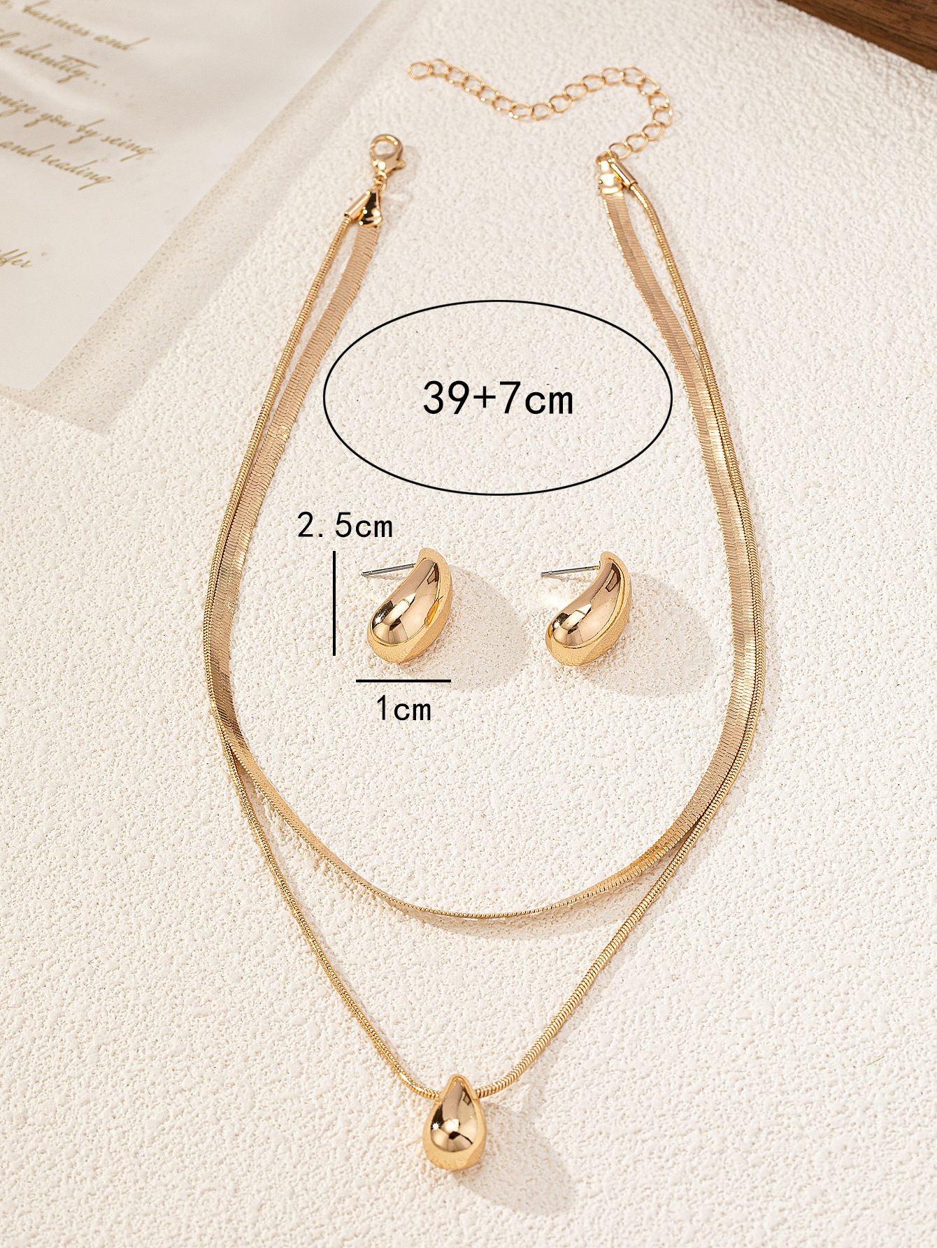 Street, Shopping Occasion Elegant Streetwear Water Droplets Alloy Plating Women's Snake Chain Earrings Necklace Jewelry Set