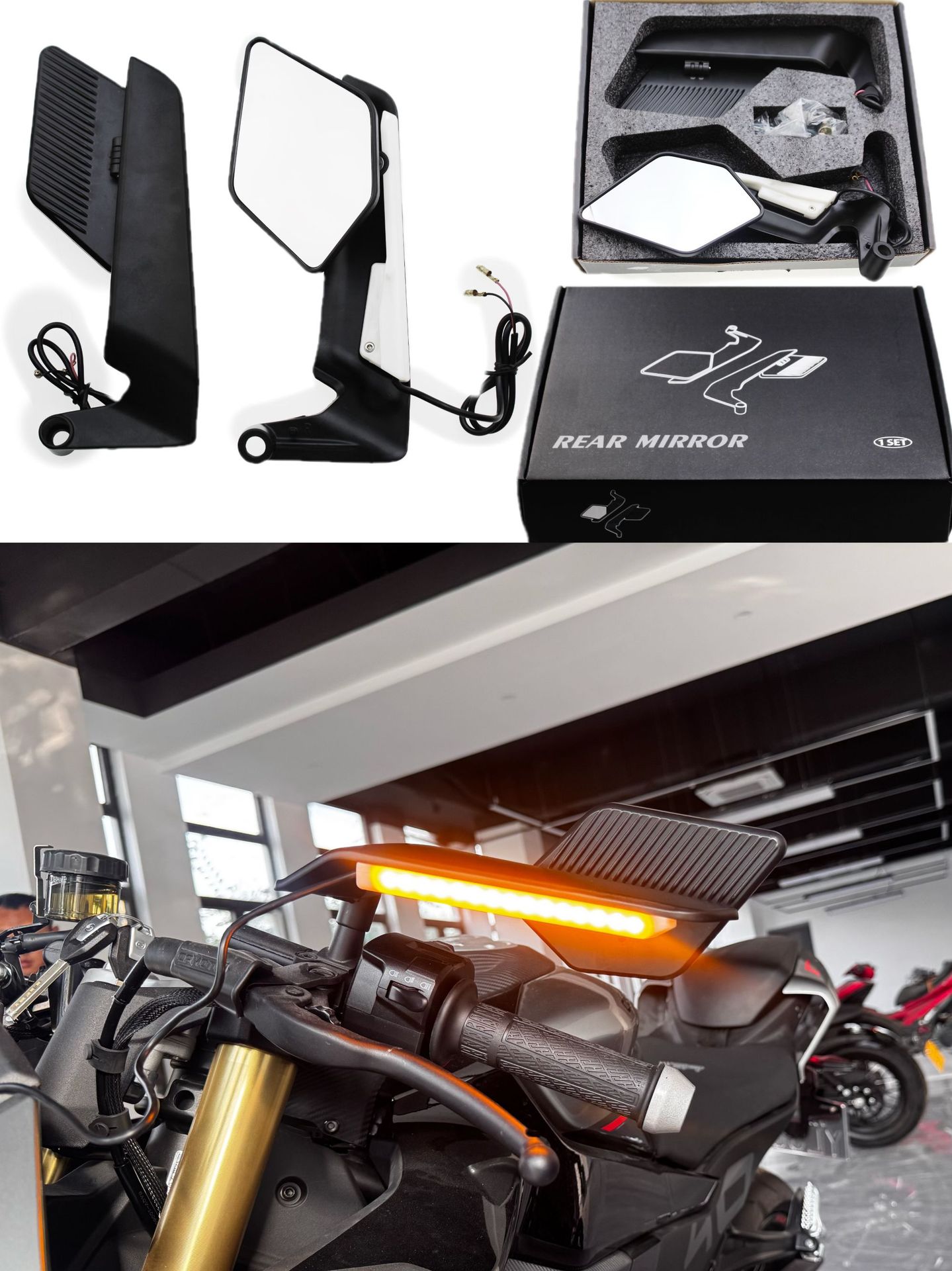 Hot-Selling Motorcycle Modified New Style Wind Wing Rearview Mirror Street Bike Sports Car Aluminum Alloy Reflector Mirror