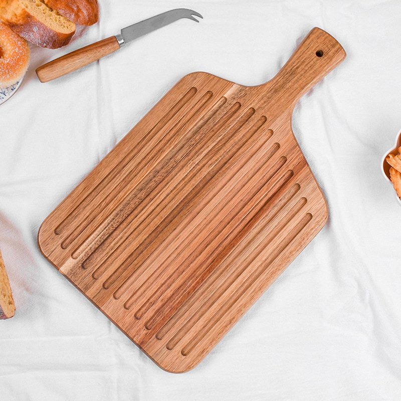 Junta de corte de madera con mango corriente lavabo tablero de pizza de filete multifuncional tablero de corte de verduras casero plato de queso pan