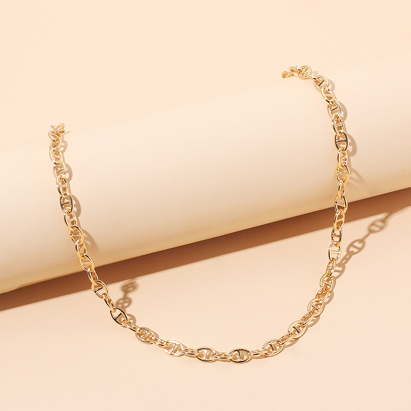14g Weight Necklace Classification Wedding, Travel Occasion Lock Pattern Women'S Gender Gold, Silver Color Simple Hip Hop Stacking Necklace 2
