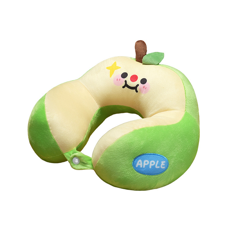 Sonriendo Apple jorobas en forma de U almohada de viaje almohada de cuello almohada de avión para dormir almohada de cuello columna cervical almohada de cojín portátil