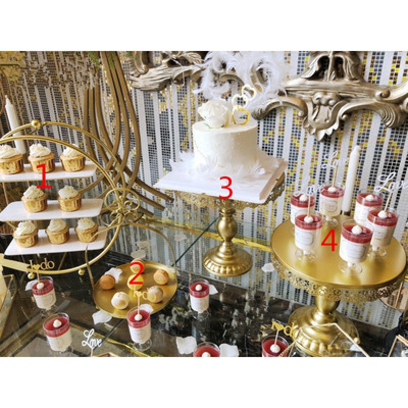 Estante de bocadillos de estilo europeo, tabla de postres, estante de exhibición, adornos de hierro forjado, estante de pastel de boda, set de 12 piezas image 14