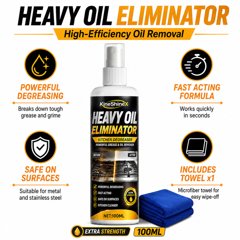 Kineshinex Heavy Oil Stain Cleaner Spray for Kitchen Stoves, Ovens, and Range Hoods, Removes Dirt and Grime, Includes Wiping Function Kineshinex Heavy Oil Stain Cleaner Spray for Kitchen Stoves, Ovens, and Range Hoods, Removes Dirt and Grime, Includes Wiping Function