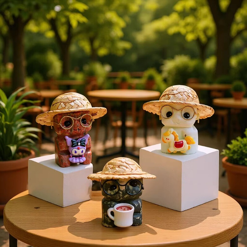 Cross-Border Hot-Selling Natural Crystal Raw Stone Pet Hat-Shaped Elf Crystal Ornaments Home Desktop Decoration Ornaments Wholesale