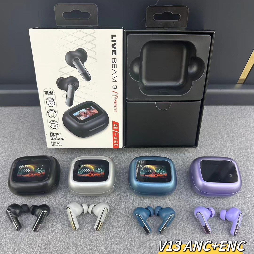 Nuevos productos transfronterizos LIVE BEAM3 auriculares inalámbricos TWS Bluetooth dual micrófonos ANC ruido reducción de graves llamadas multifuncionales
