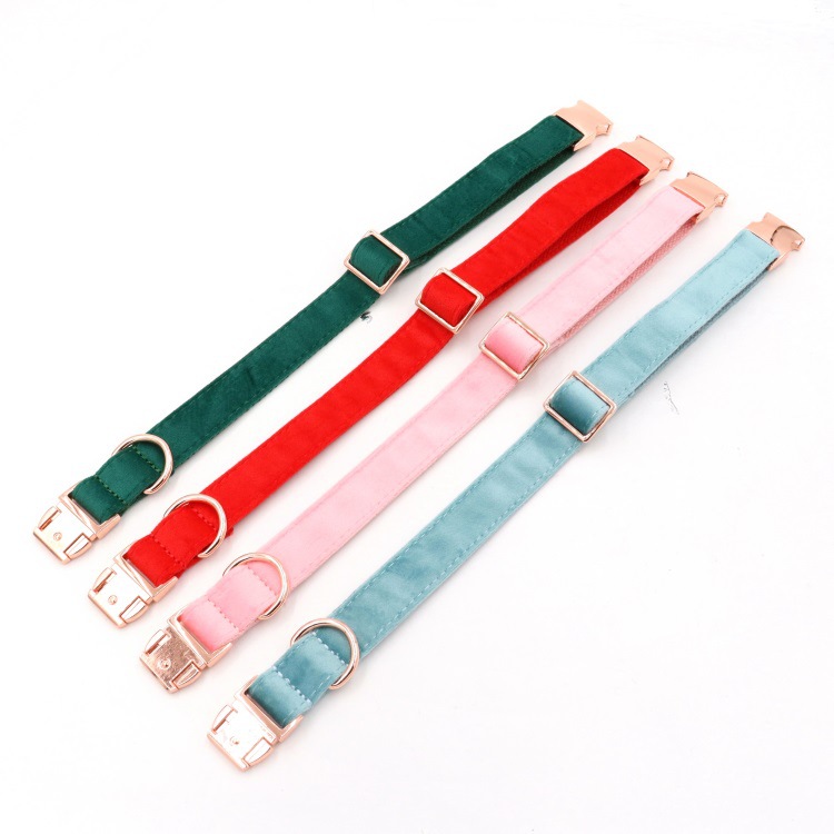 1 Piece Quantity Simple Style Velvet Pet Bow Rose Gold Full Metal Buckle Dog Collar