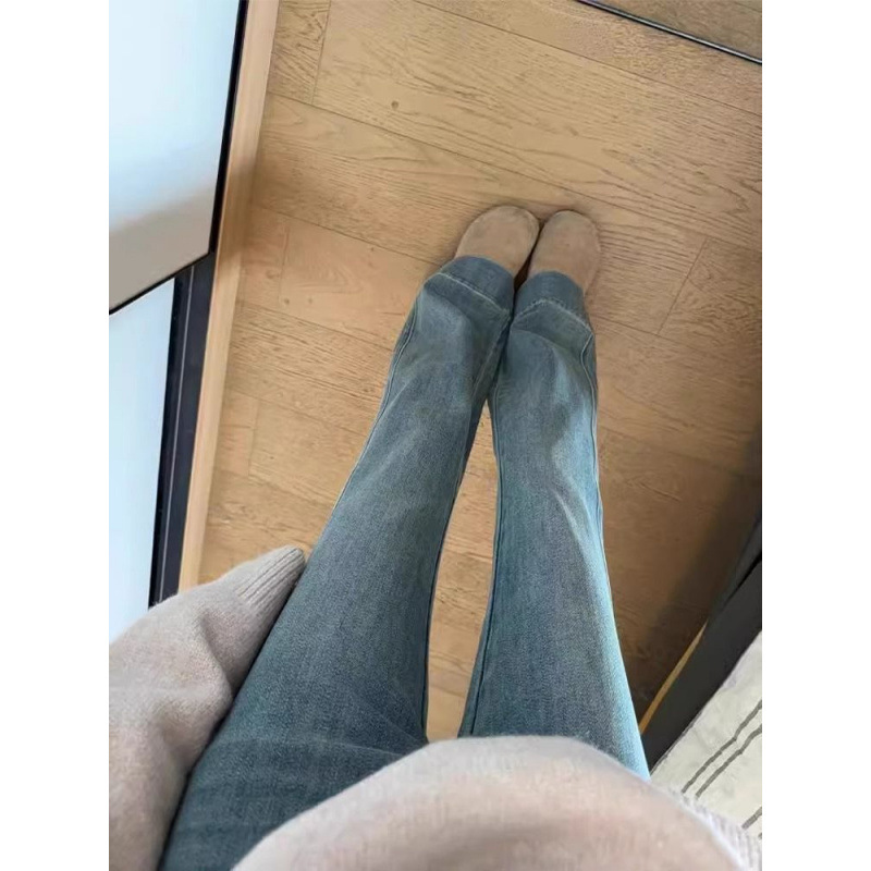 Micro flared jeans for women in early spring and summer 2025 new style small tall and slim elastic high waist horseshoe pants