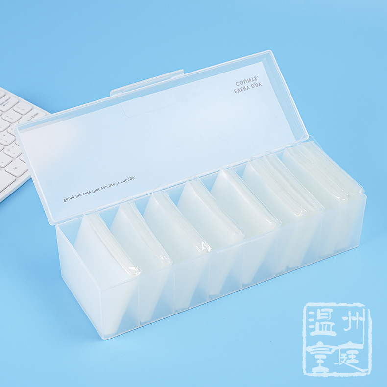 Caja de almacenamiento de PP transparente accesorios pequeños caja de plástico titular de la tarjeta caja conjunto de tarjeta de película titular de la tarjeta