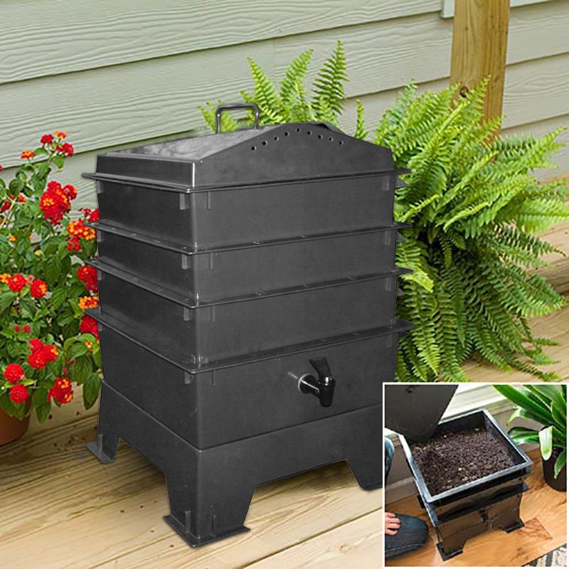 Caja de compostaje Cubo de compostaje al aire libre transfronterizo Jardín de flores Tubo de compostaje de lombrices de tierra Fertilizante orgánico Jardín Caja de fermentación de hojas caídas
