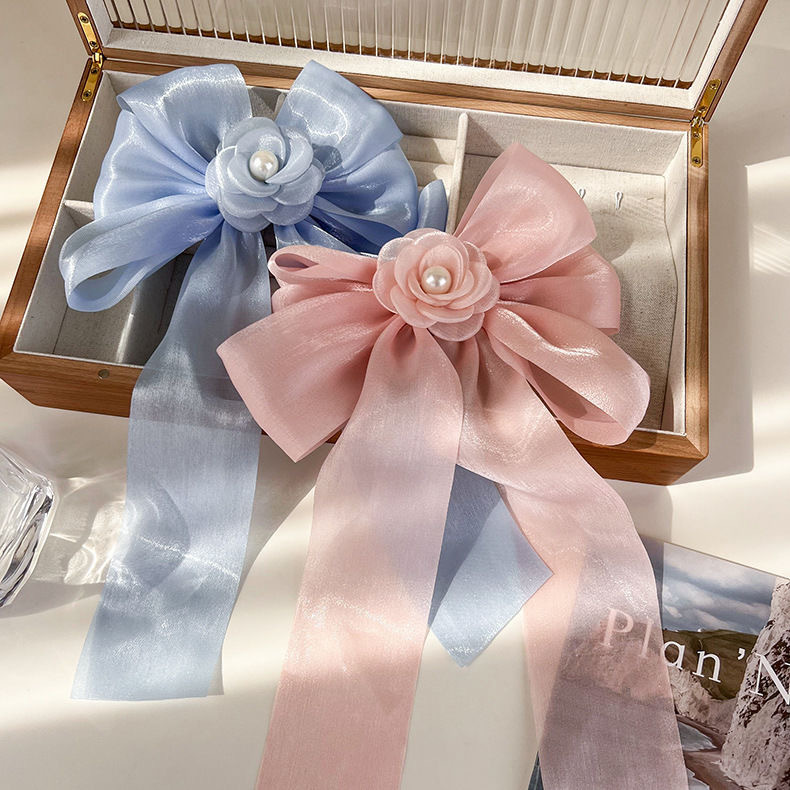 25g Weight Hair Clip Hair Accessories Type 1 Piece Quantity Daily, Date Occasion Artificial Pearl, Cloth Material Bow Knot Pattern All Seasons Season Women's Gender Handmade Design Elegant, Sweet Style Elegant Sweet Women's Bow Knot Artificial Pearl Fabric Handmade Hair Clip 无