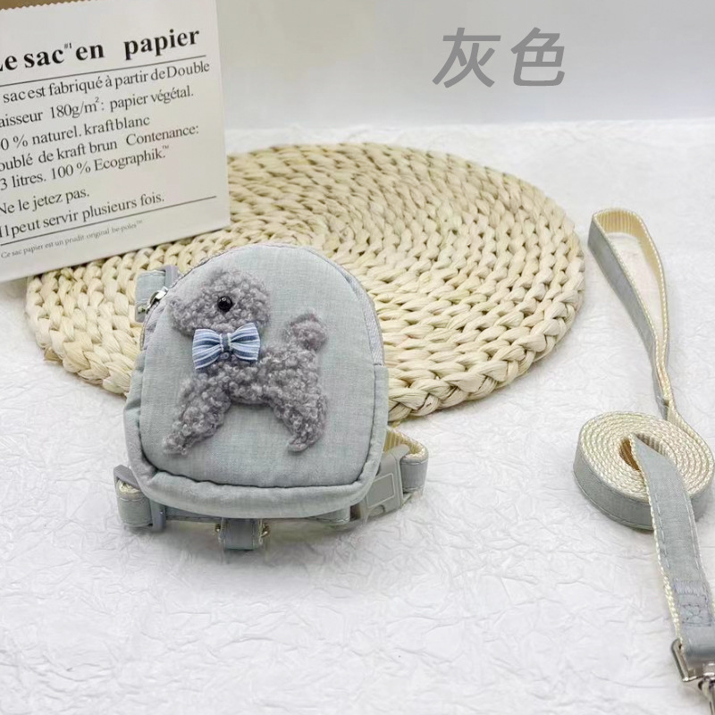 Mochila para mascotas oso de peluche Correa gato perro correa de pecho Cadena de perro cuerda para caminar monedero gato cuerda para caminar