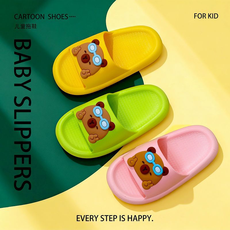 Summer Style Kidsren's Slippers for Boys and Girls, Home Bathroom Non-Slip Soft-Soled Cute Cartoon Bear Slippers