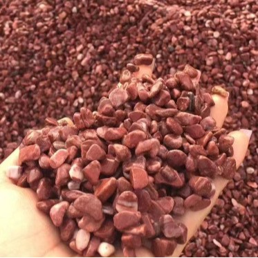 鸡血红透水石 胶粘石胭脂红胶粘石 红色石子 水洗石 鸡血红水洗石