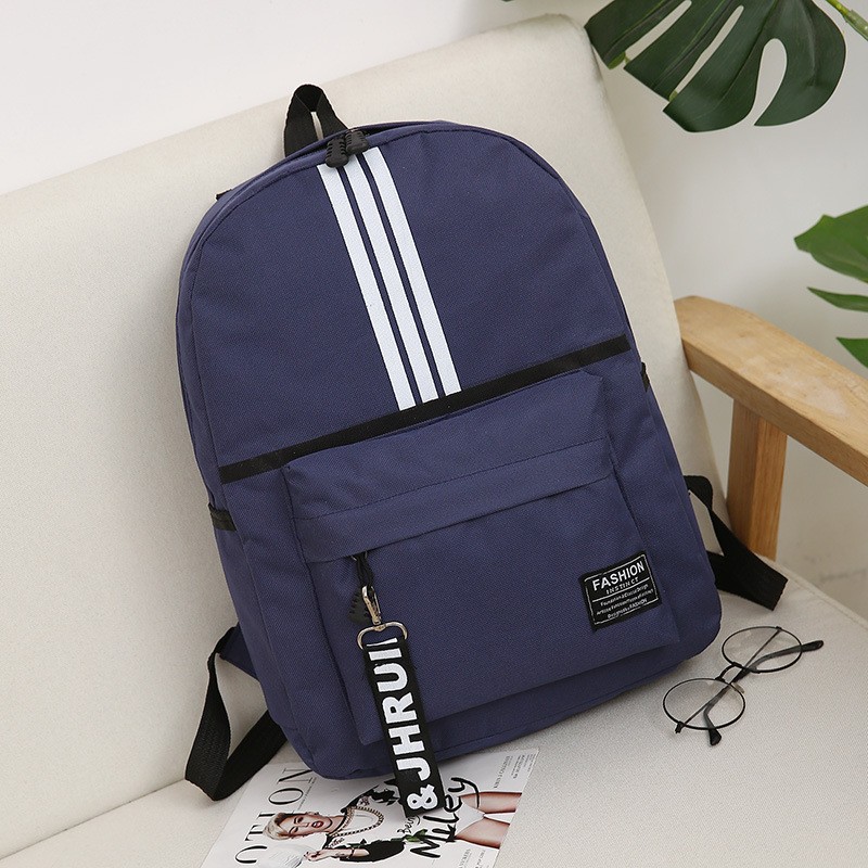 Nueva lona de tres barras mochila de moda coreana mochila de escuela secundaria mochila de viaje para hombres y mujeres mochila de escuela secundaria