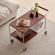 中古风茶水小推车网红板木沙发边几可移动茶几客厅边柜餐车置物架