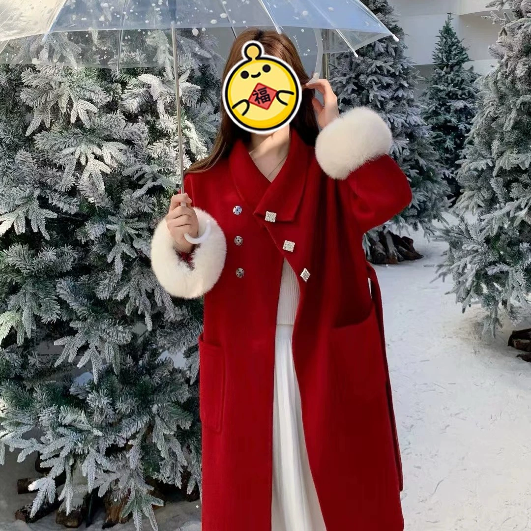 Популярное онлайн-2023 Новое двустороннее шерстяное пальто, Длинное свободное повседневное шерстяное пальто в Корейском стиле в наличии