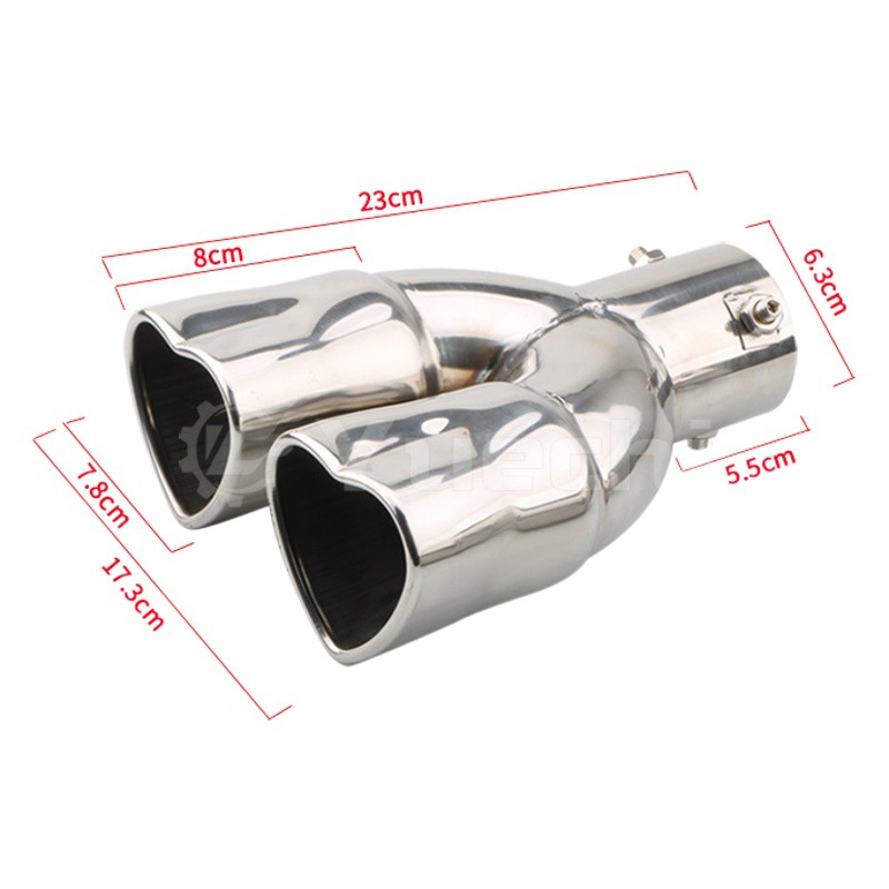 FUENTE fabricante Modificación del coche universal cola garganta amor tubo de escape en forma de corazón cola garganta doble tubo de acero inoxidable transfronteriza Venta caliente