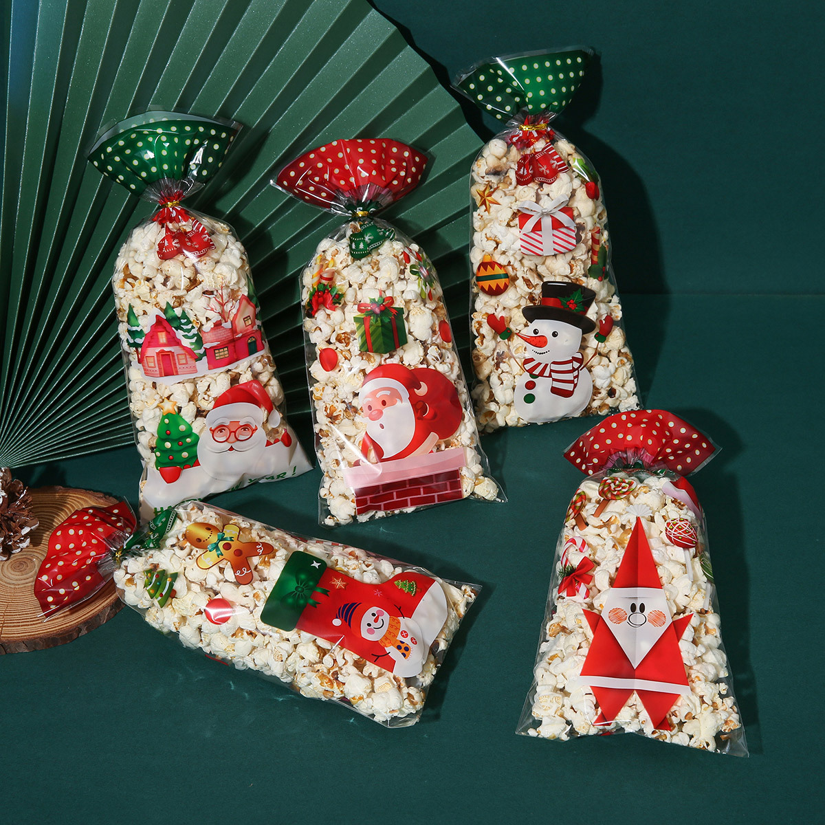 크리스마스 클래식 혼합 C 스타일 50개 가방 + 타이 와이어 60개, 12.5*27CM, OPP