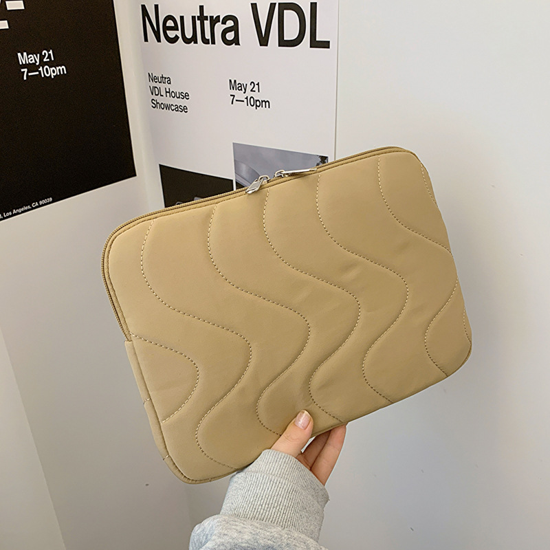 Wave Quilted Laptop Sleeve Bag, Simple Thickened Shockproof Tablet Protective Case, Portable Storage Computer Bag