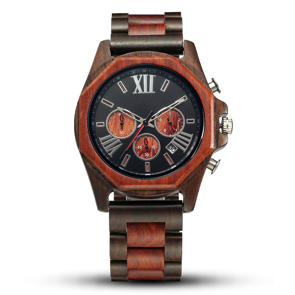 Nouvelle mode créative multi-fonctionnelle ensemble montre à Quartz vente chaude hommes bois montre tempérament montre_voghion.com