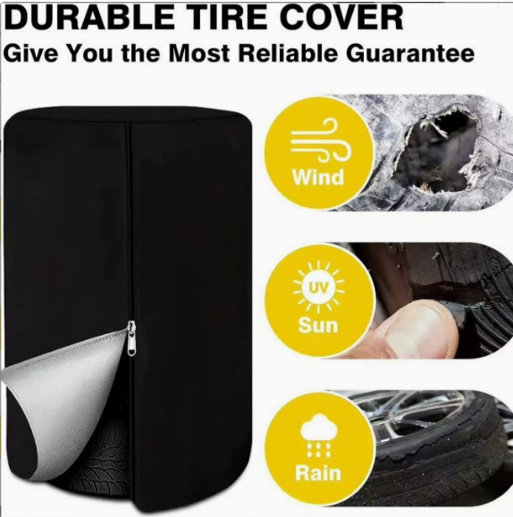 Cross-Border Car Tire Covers, Rainproof, Sunproof, Waterproof, 420D Oxford Cloth, 4-Pack, Thickened Tire Spare Tire Dust Cover