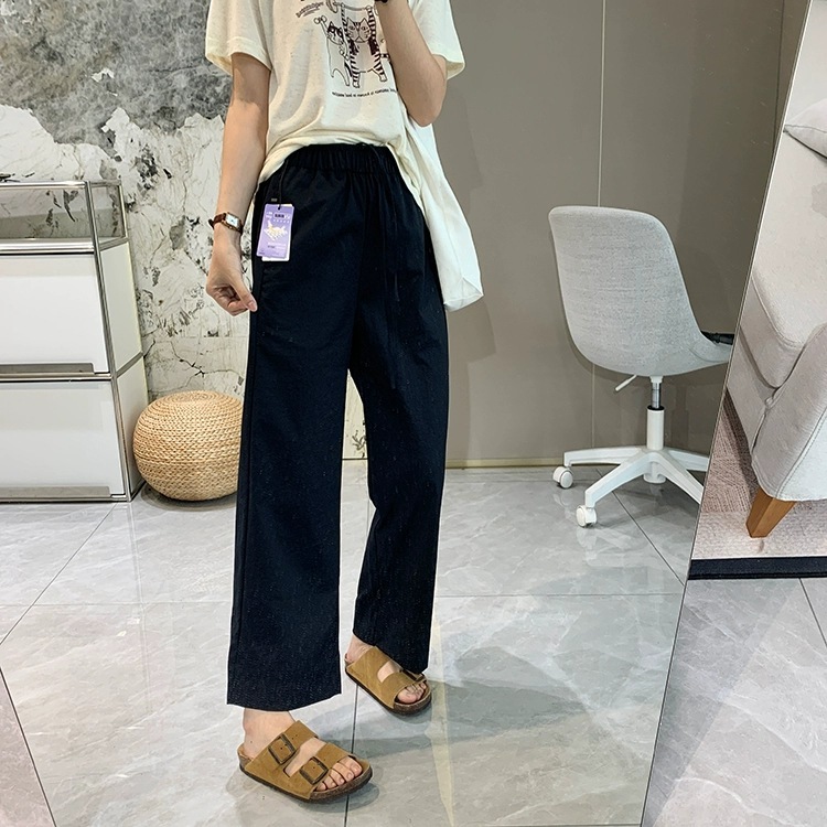【期間限定20% off】シワになりにくいレイジーパンツ！日焼け止めアイロン不要の超コットン9点ストレートカジュアルパンツ女性用夏|undefined