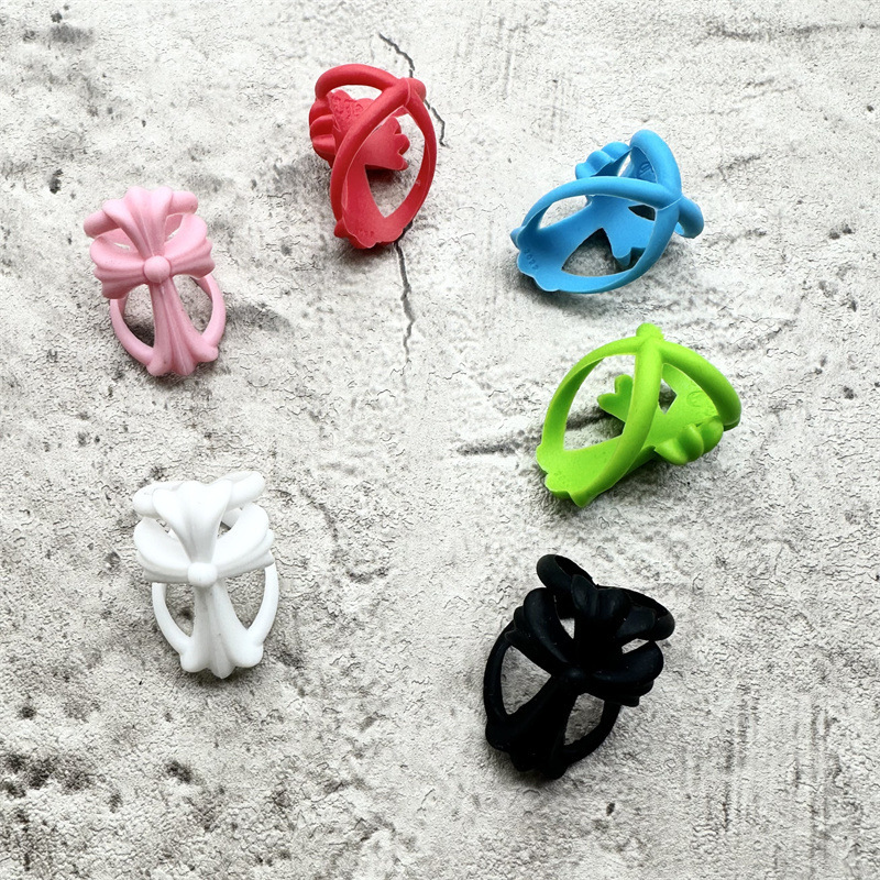 PYC Trendy Cross Resin Rubber Ring for Men and Women Niche Retro Punk Style Couple Colorful Ring