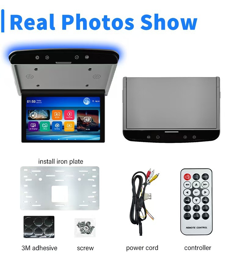 Cross-Border 15.6inch Car Ceiling-Mounted Tv Monitor Android 13 System Ips USB Car Rear Seat Entertainment