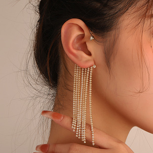Exaggerated Tassel Rhinestone Drop Earrings For Women Elegant Style_voghion.com