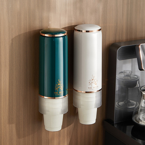 Independently designed light luxury disposable paper cup storage rack wall-mounted punch-free automatic cup dropper cross-border