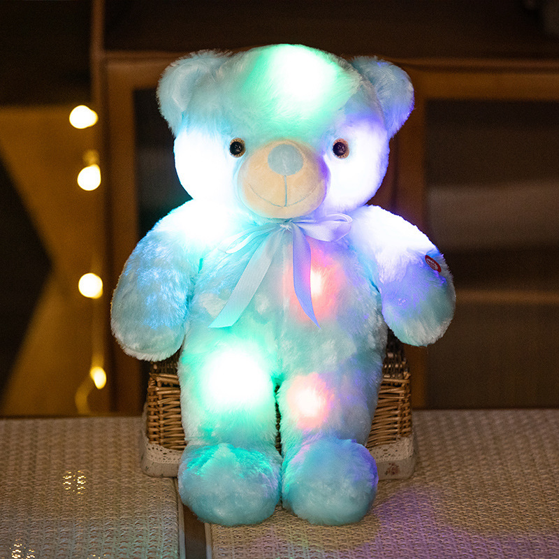 Lindo colorido luminoso animal oso de peluche unicornio muñeca de peluche de juguete delfín alpaca muñeca títere muñeca