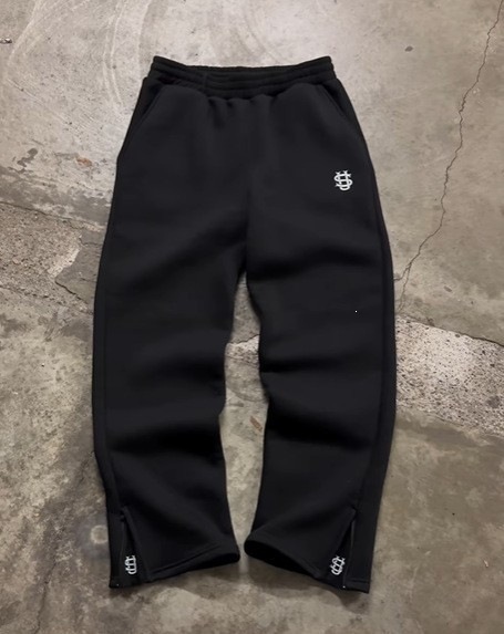 Casual Embroidered Zipper Sweatpants High Street Hip Hop Rap Style Men's And Women's Long Pants Street Fashion_ecoleips.com