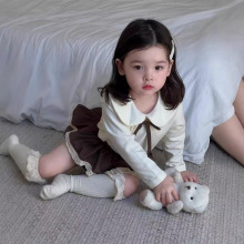 女童翻领娃娃衫套装2025秋季韩版童装宝宝衣服秋款儿童两件套秋装