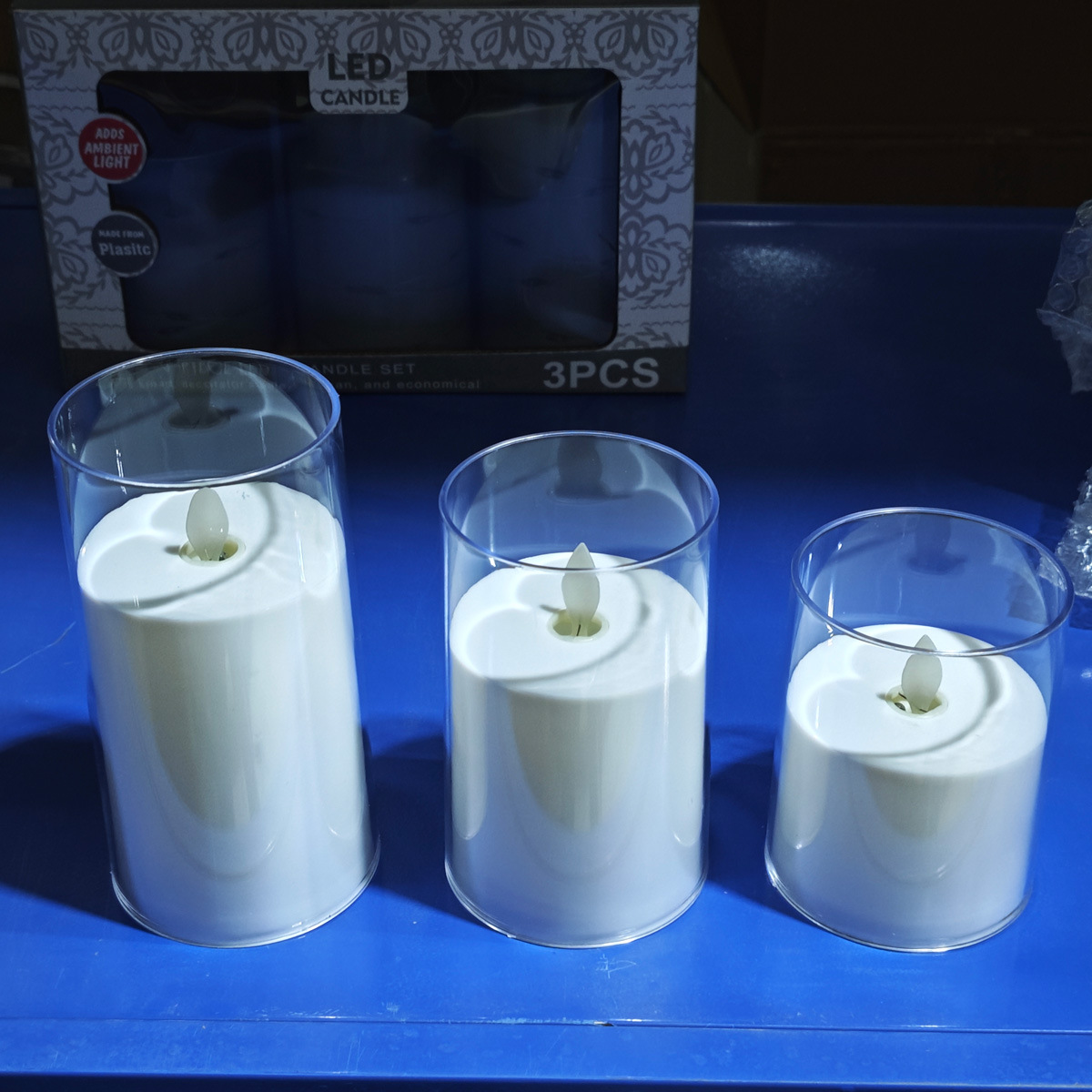 Vela electrónica LED de simulación de plástico sin humo vela gris taza de cera Navidad ambiente de boda diseño de luz de vela