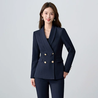 双排扣新款职业气质西装套裤女时尚设计感高档律师商务修身两件套