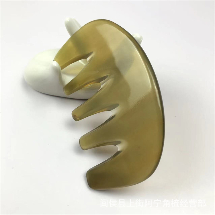 Horn Comb Massage Comb 5 Teeth Guasha Board Head Scalp Meridian Comb 9.5cm overview