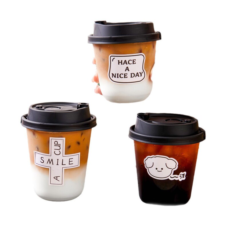 一次性咖啡杯带盖商用美式冷饮90口径PET透明U型奶茶胖胖打包杯|undefined