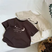 GL-kids, новые летние детские футболки с короткими рукавами в корейском стиле с буквенным принтом для мальчиков и девочек, повседневные топы из чистого хлопка в западном стиле